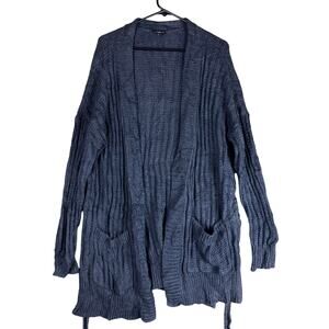 Express Womens Sweater Black Long Cardigan Open Front Wrap Long Sleeve Medium